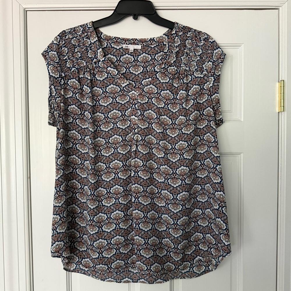 DR2 Blue and Brown Floral Women's Blouse